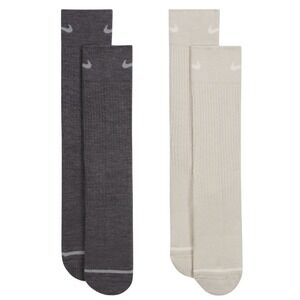 NEW 2 Pair Nike Everyday Wool Blend Men's 6-8 Cushioned Crew Socks W 6-10 Grey